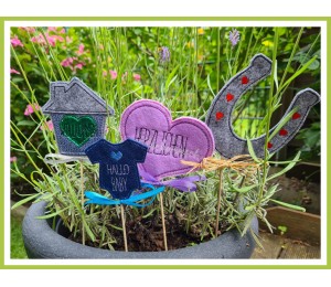 Stickserie ITH - 17 Blumenstecker Glückwünsche